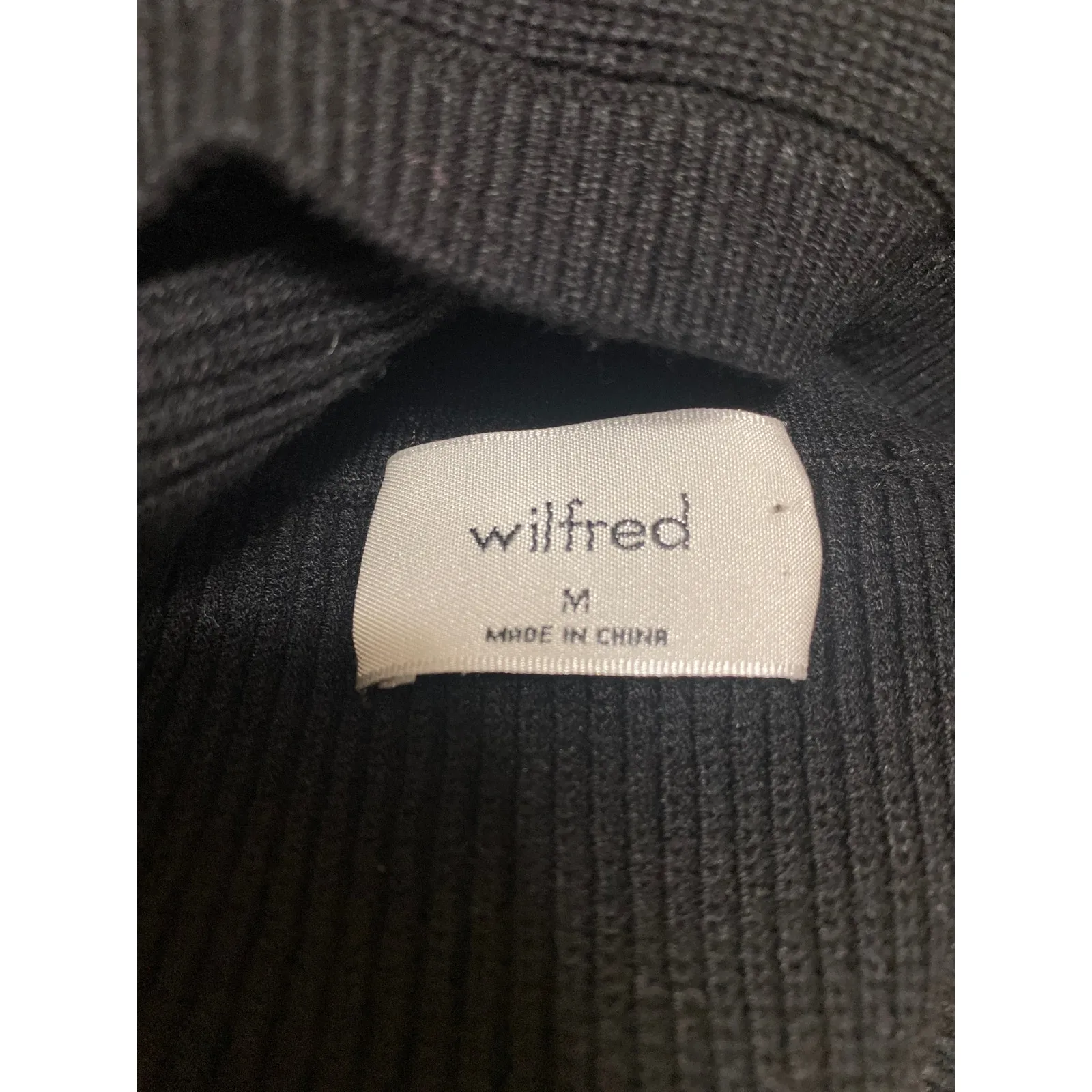 Aritzia Wilfred Black Ribbed Knit Sleeveless Turtleneck Midi Sweater Dress Sz M - Image 3