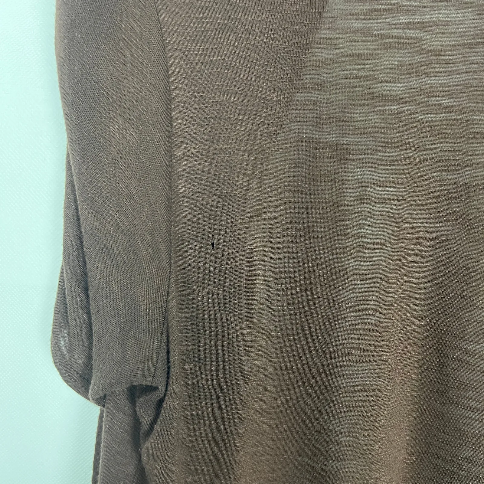 BCX Short Sleeve Brown Ruffle Trim Cardigan Size Medium - Image 13