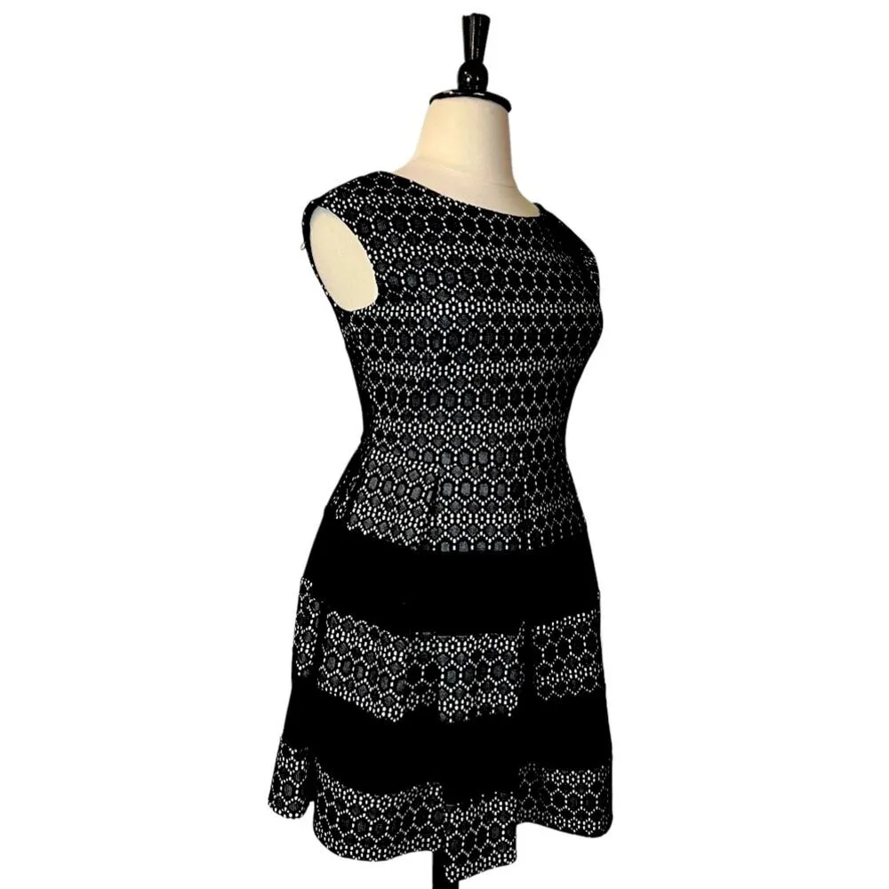 Tiana B. Fit & Flare Party Dress Cap Sleeves Black Illusion Lace Women’s 14 - Image 2