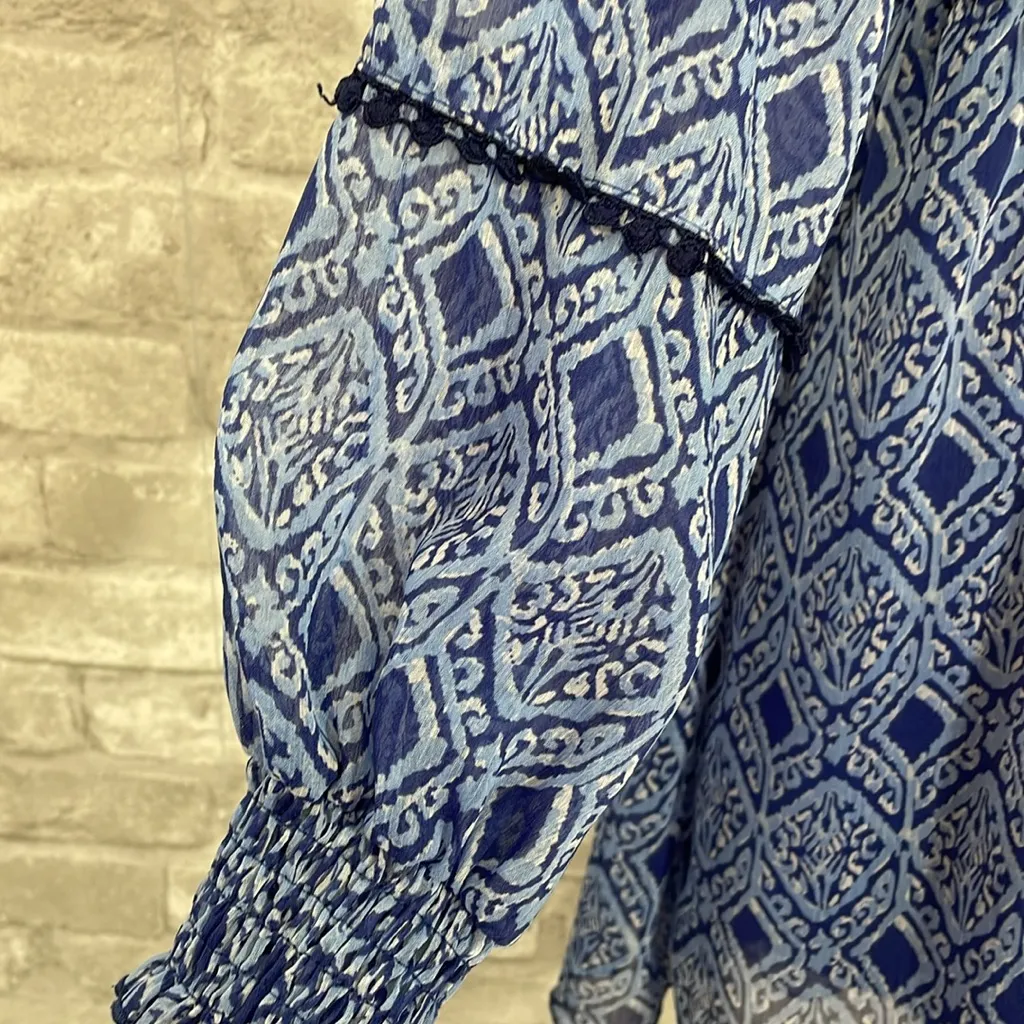 Zara Blue Geometric Long Sleeve Romper - Image 2