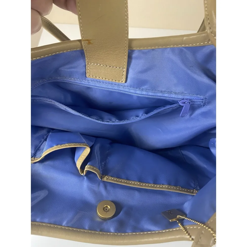 The SAK Shoulder Purse Crochet Bag Blue White Woven Double Strap 10"X14" Handbag - Image 12