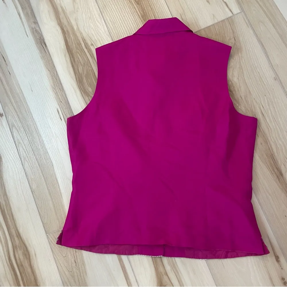 Vision Apparel Pink Silk Button Down Sleeveless Top with Sequin Details Size 12 - Image 2