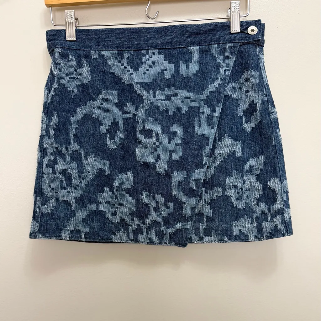 Rag & Bone Marina Denim Wrap Mini Skirt Size 2 - Image 3