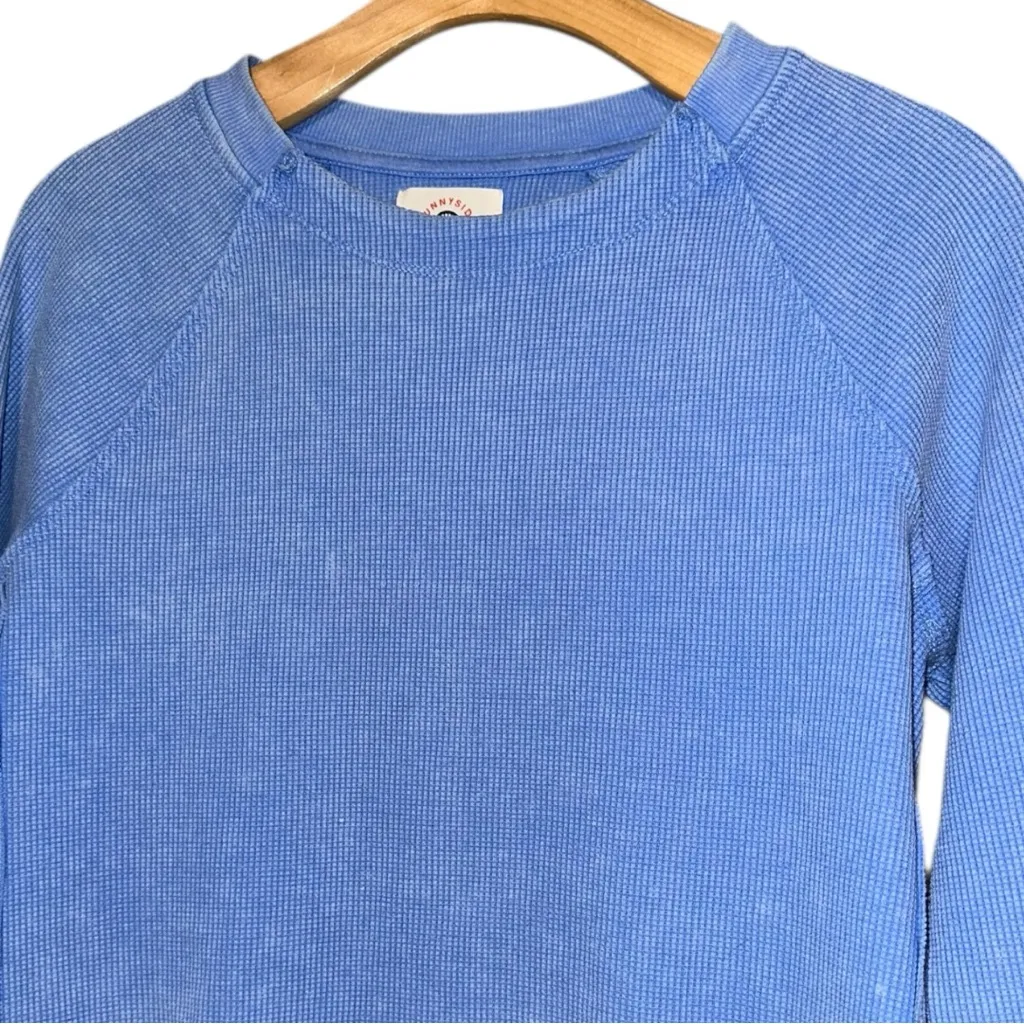 Sunnyside by Sundry Size S Blue Thermal Waffle Knit Pullover Top Long Sleeve Top - Image 3