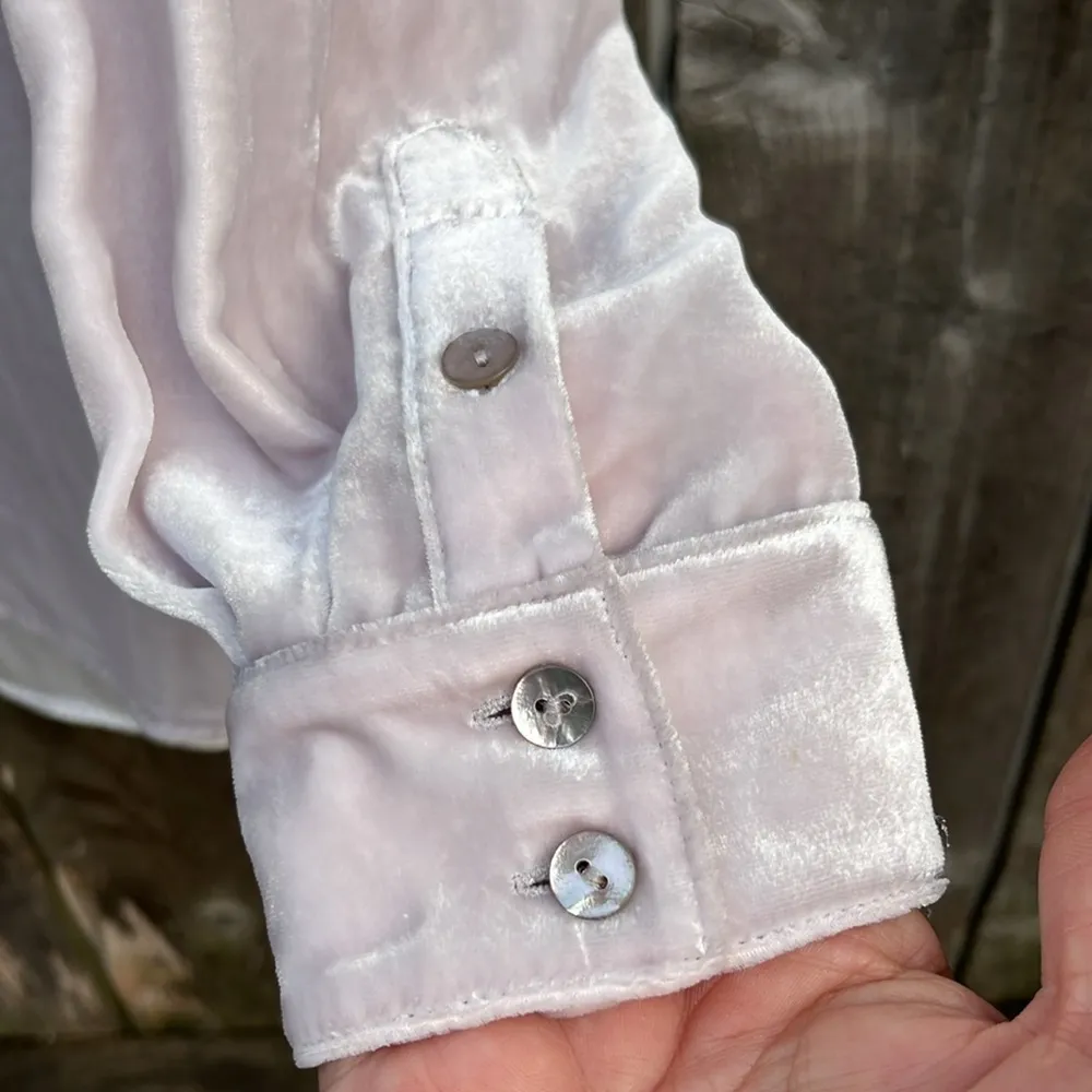 NWT Eileen Fisher Velvet Long Slv Silk Blend Top Mandarin Collar Oversize Small - Image 8