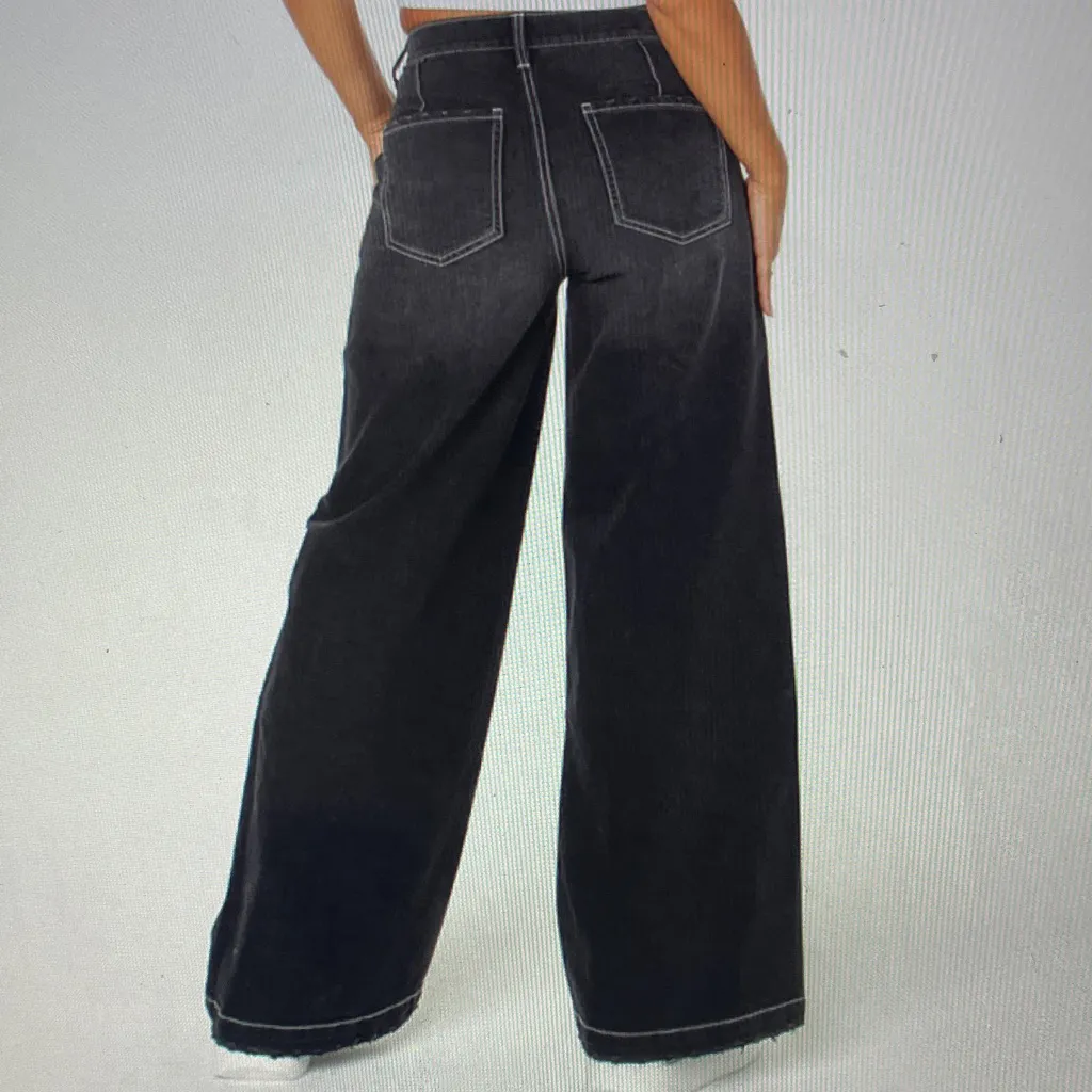 Celebrity Pink distressed  black studded Wide-Leg Jeans - Image 2