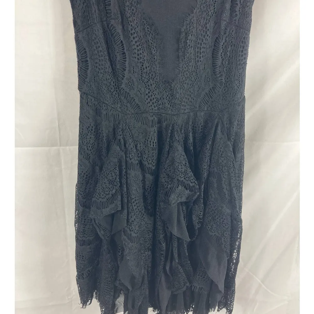 Free People Lace and Mesh Ruffle Bottom Dress XS - Image 3