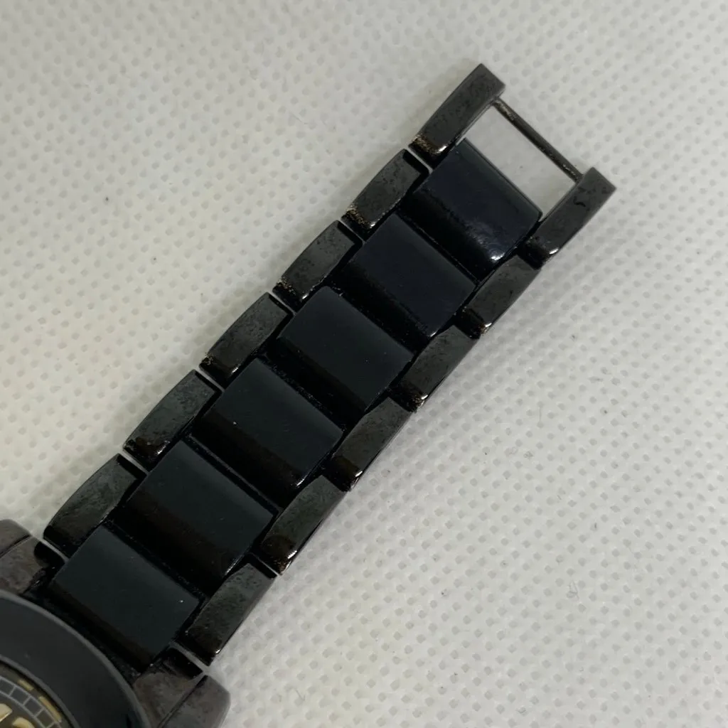 Anne Klein women black tone watch 35mm round quartz analog size 5.5” running - Image 4