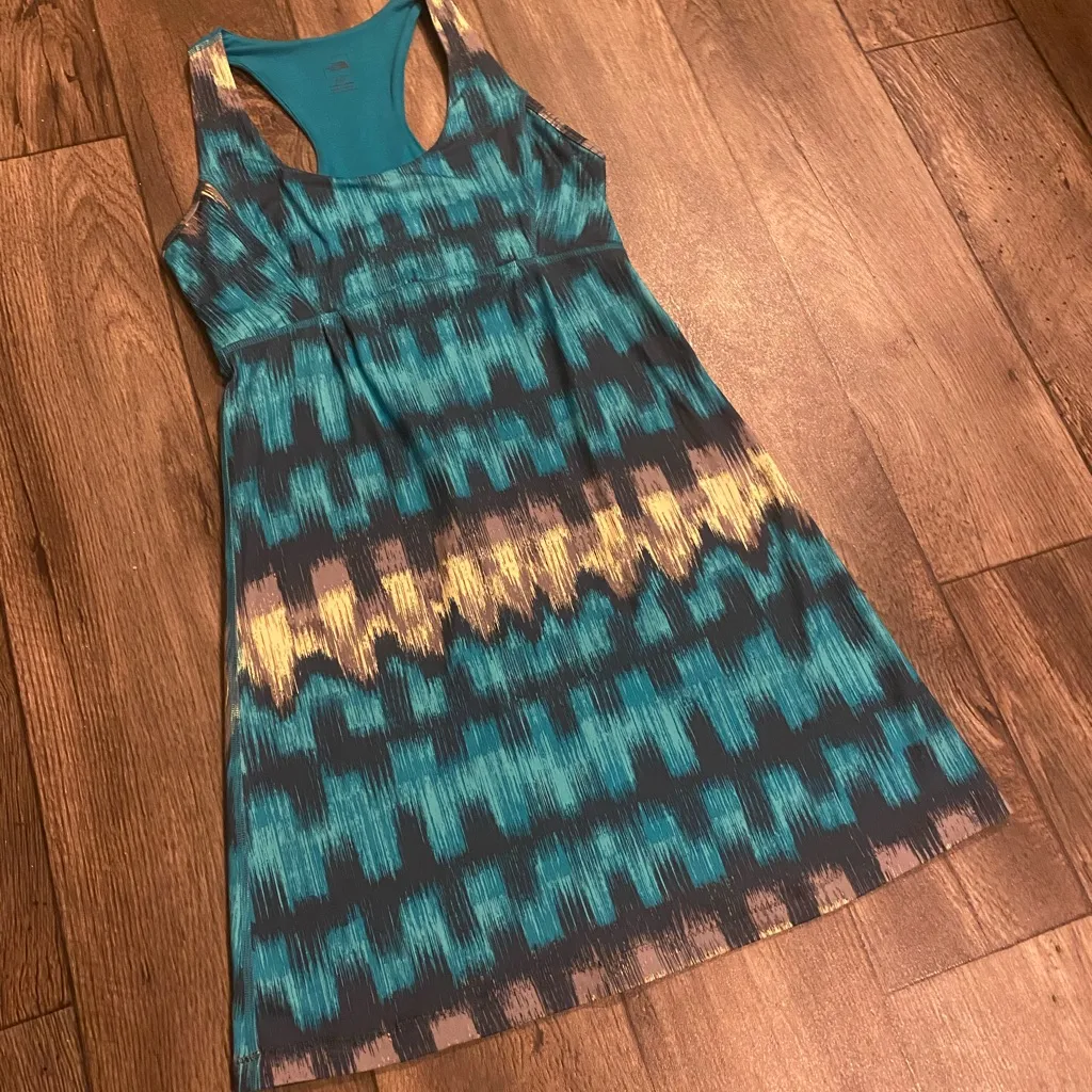 The North Face Racerback Athletic Mini Dress | Teal Black Yellow | Size S - Image 3