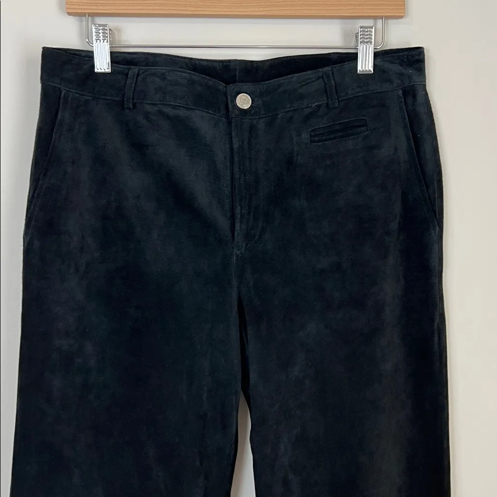 Vintage Lilly Pulitzer Suede Leather Wide Leg Pants Womens Sz 10 Black Western - Image 2