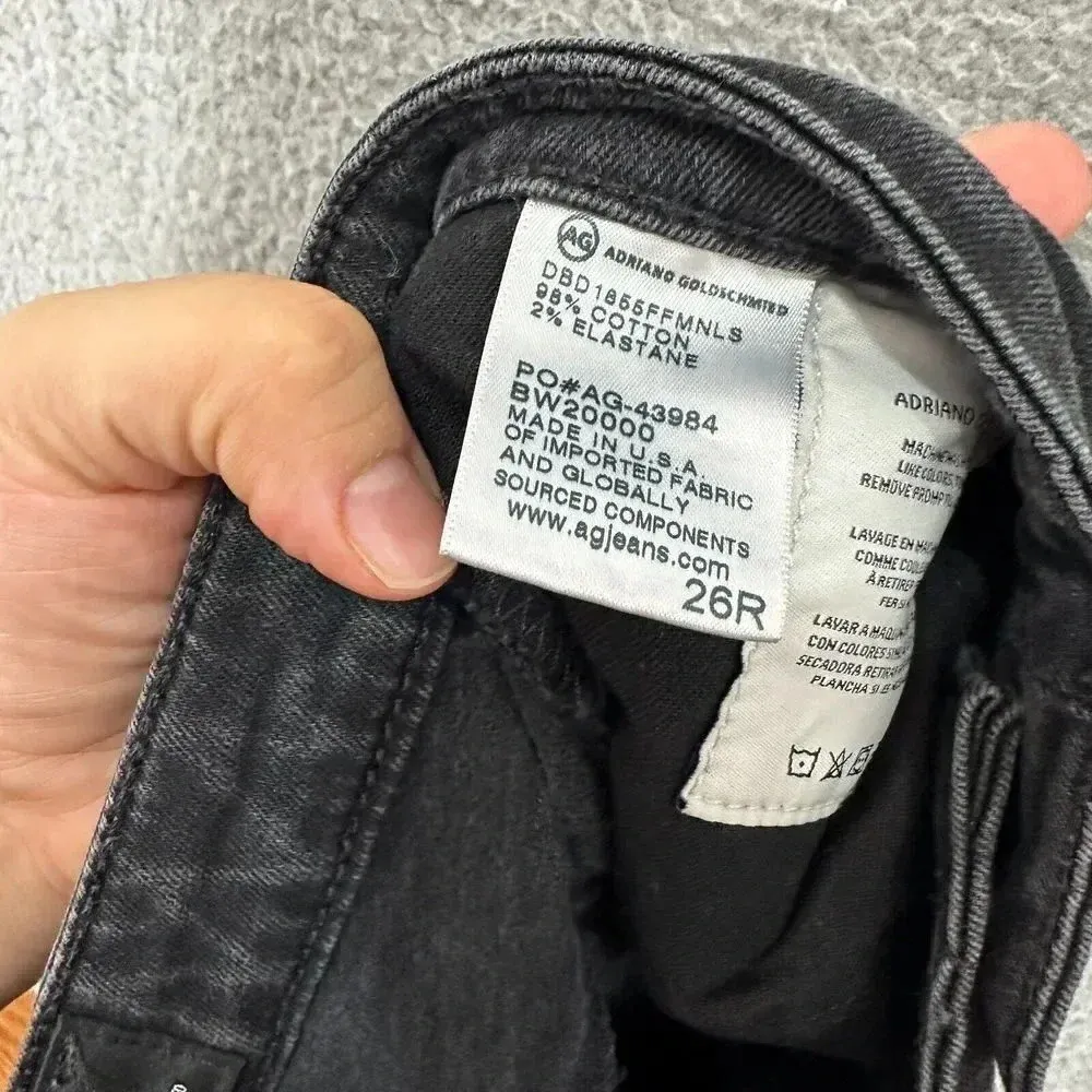 AG ADRIANO GOLDSCHMIED jeans 26 The Prima‎ Cigarette Leg Black Pants chewed hem - Image 10