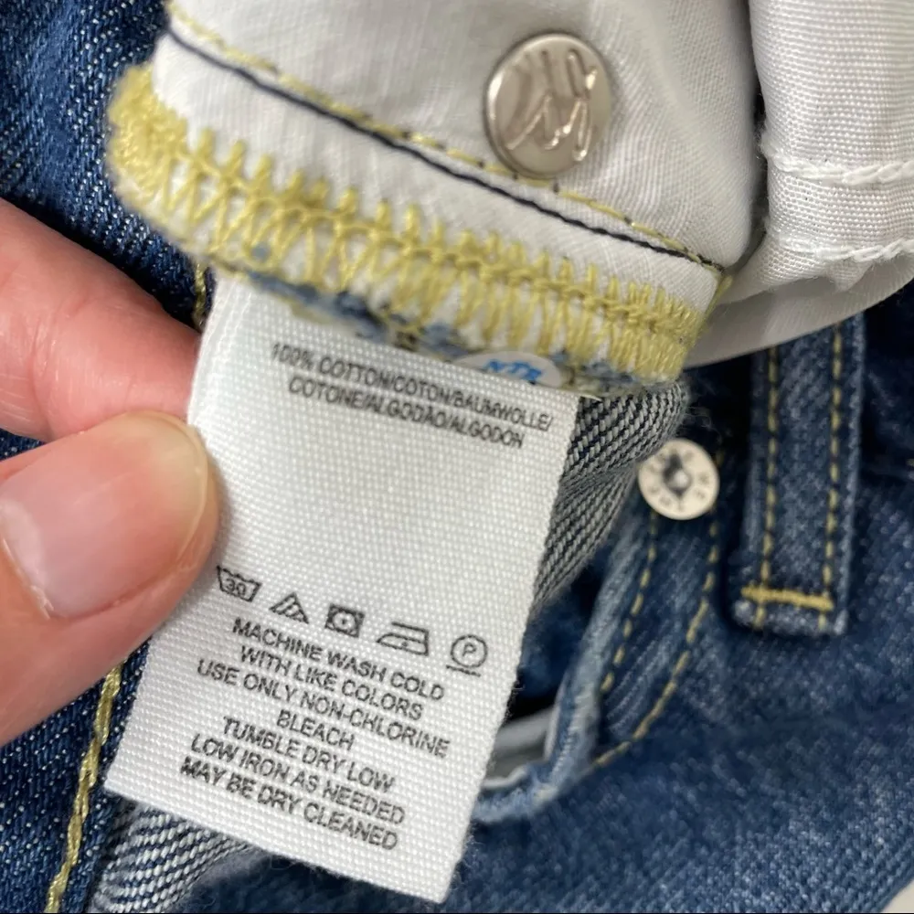 Maggie Mid Rise Baggy Straight Leg Chewed Hem Jeans Sequoia Size 26 - Image 9