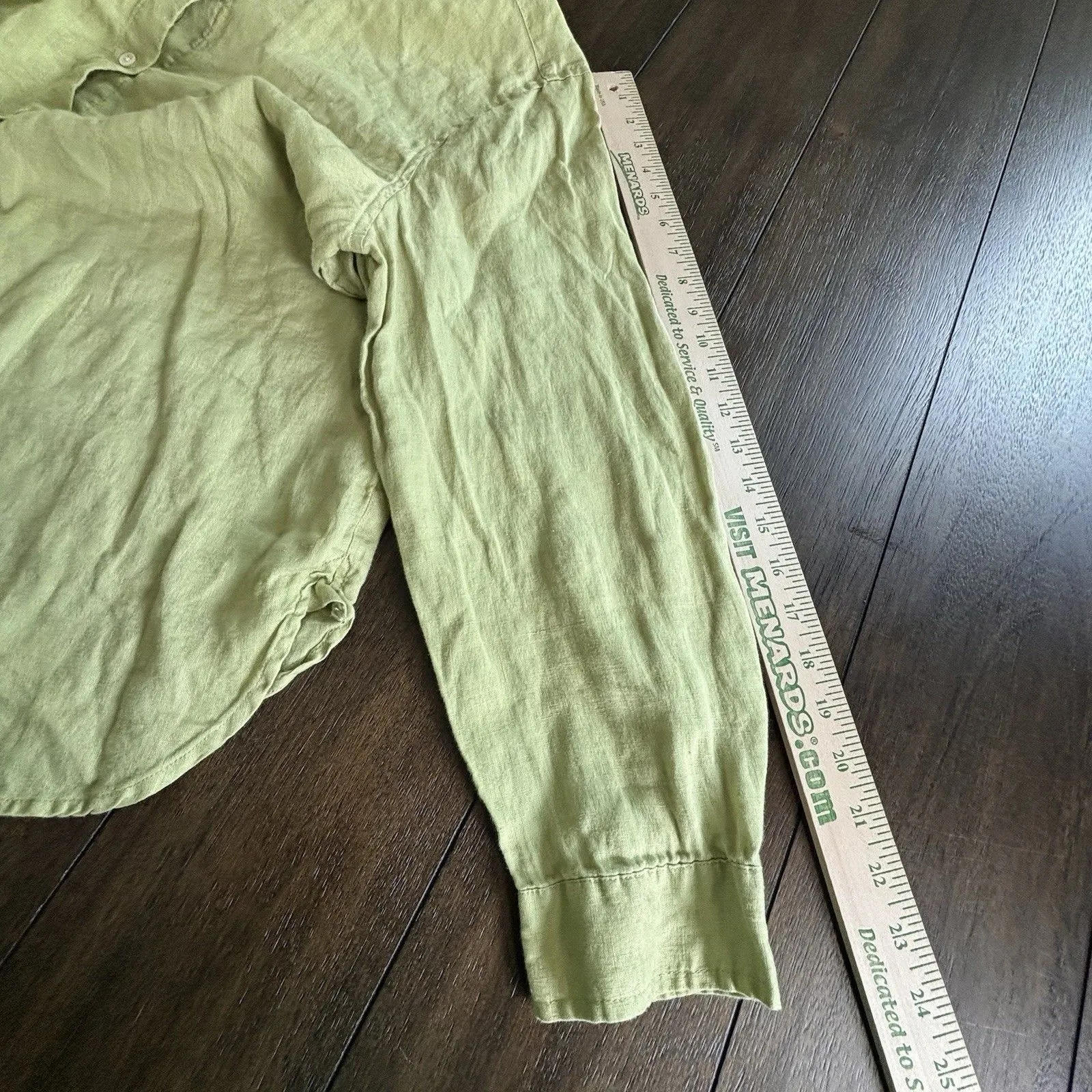 J Jill 100% Linen Long Sleeve Button Down Shirt Sz XL Green Coastal Lightweight - Image 5