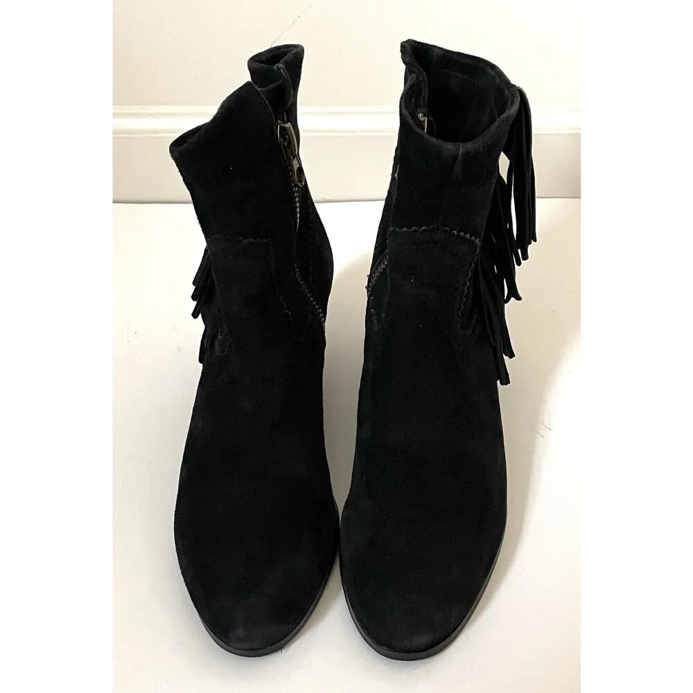 Sam Edelman Suede Leather Western Heeled Boots Black Size 10 - Image 2