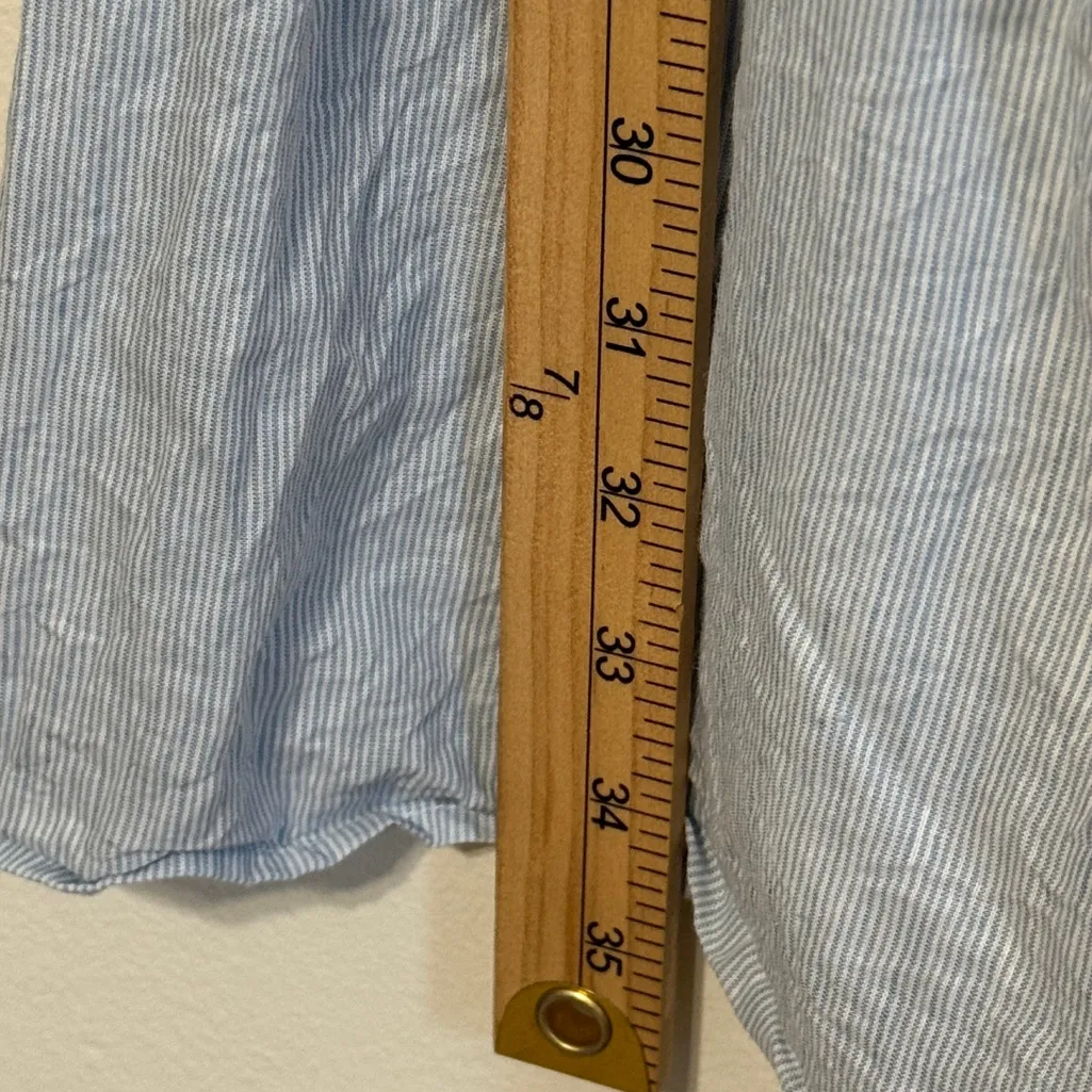 Marie Oliver Sailor Square Neck Linen Blend Tiered Dress Size Large Striped Blue - Image 8