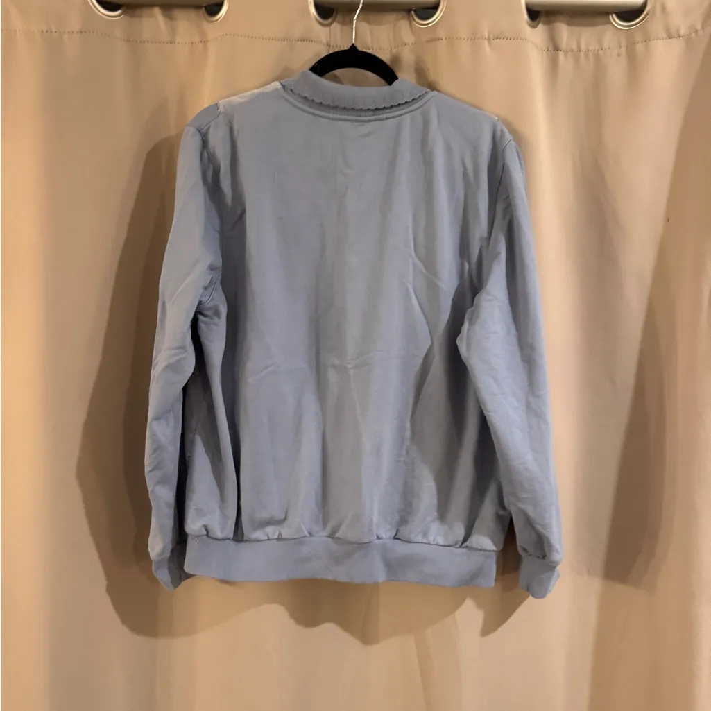 Alfred Dunner Light Gray Knit Top Blue Size L - Image 4