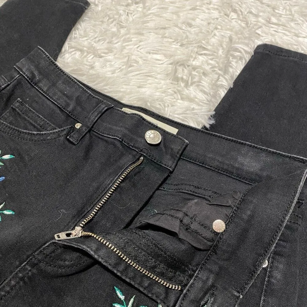 Topshop Jamie Jean in Black Floral Embroidery Size 28 - Image 6