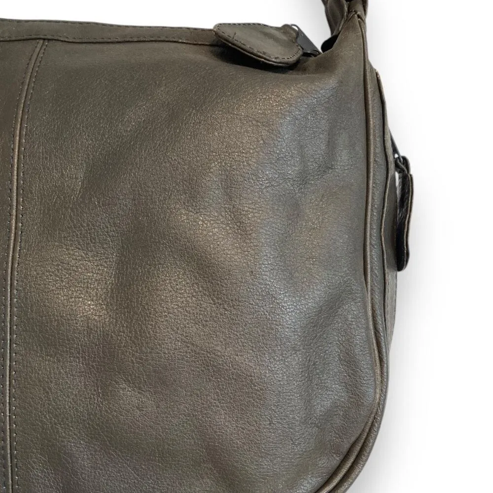 Vintage Dark Olive Green Genuine Brazilian Leather Adjustable Shoulder Purse Bag - Image 13