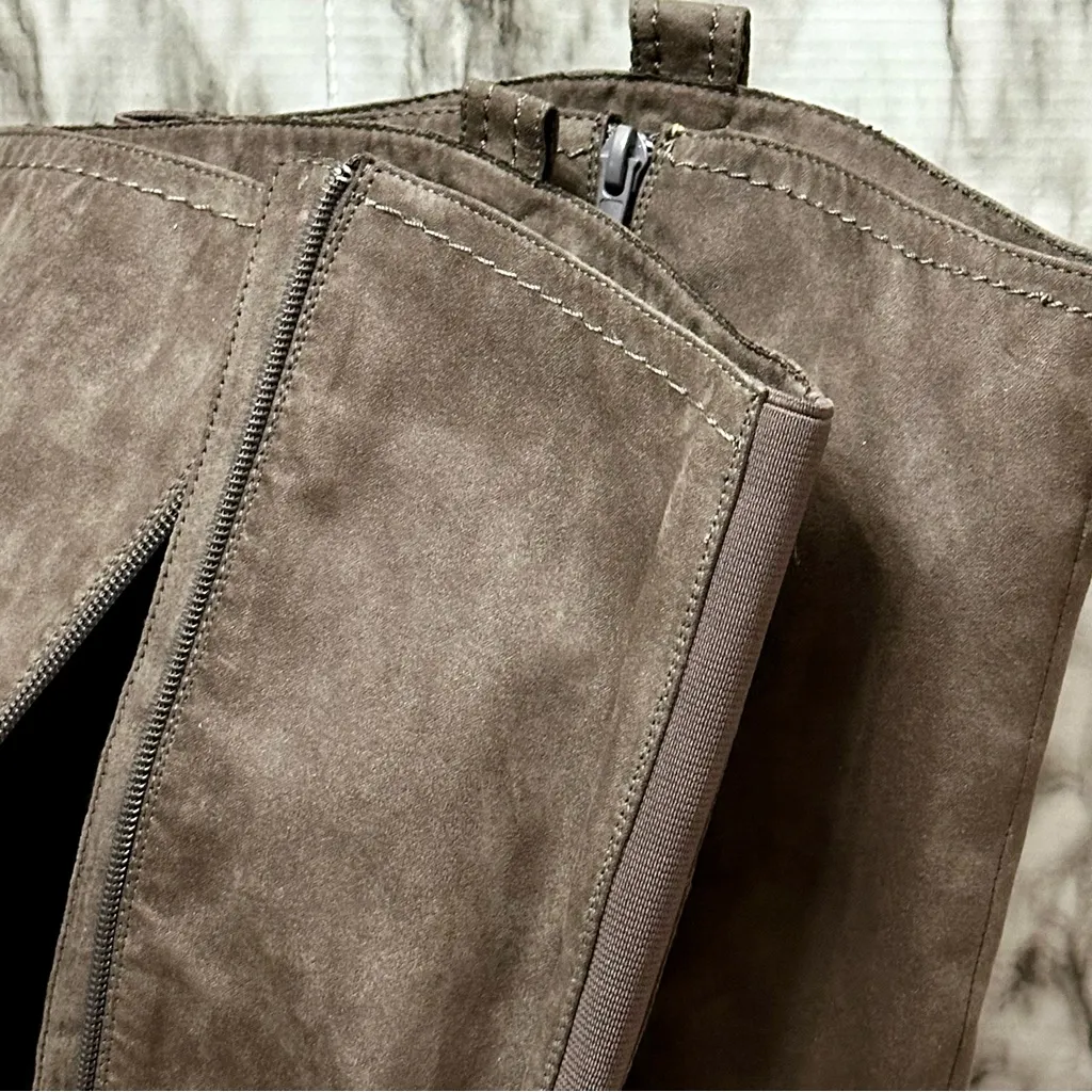 Gray Wide Knee Boots Witchy Whimsigoth Dark Academia Vibes Lightweight Cloth - Image 4