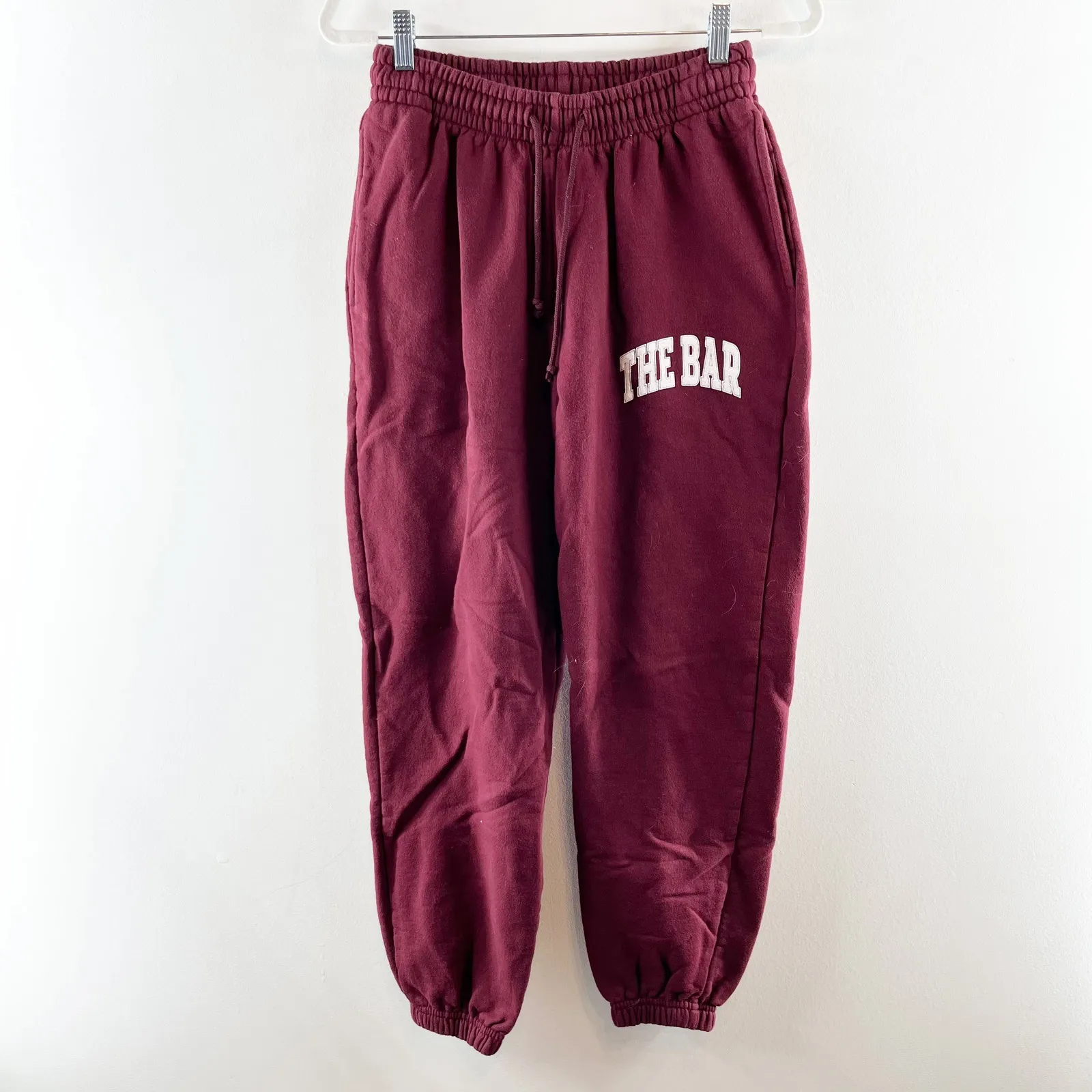 The Bar Varsity Jogger Sweatpants Maroon Red Small - Image 2