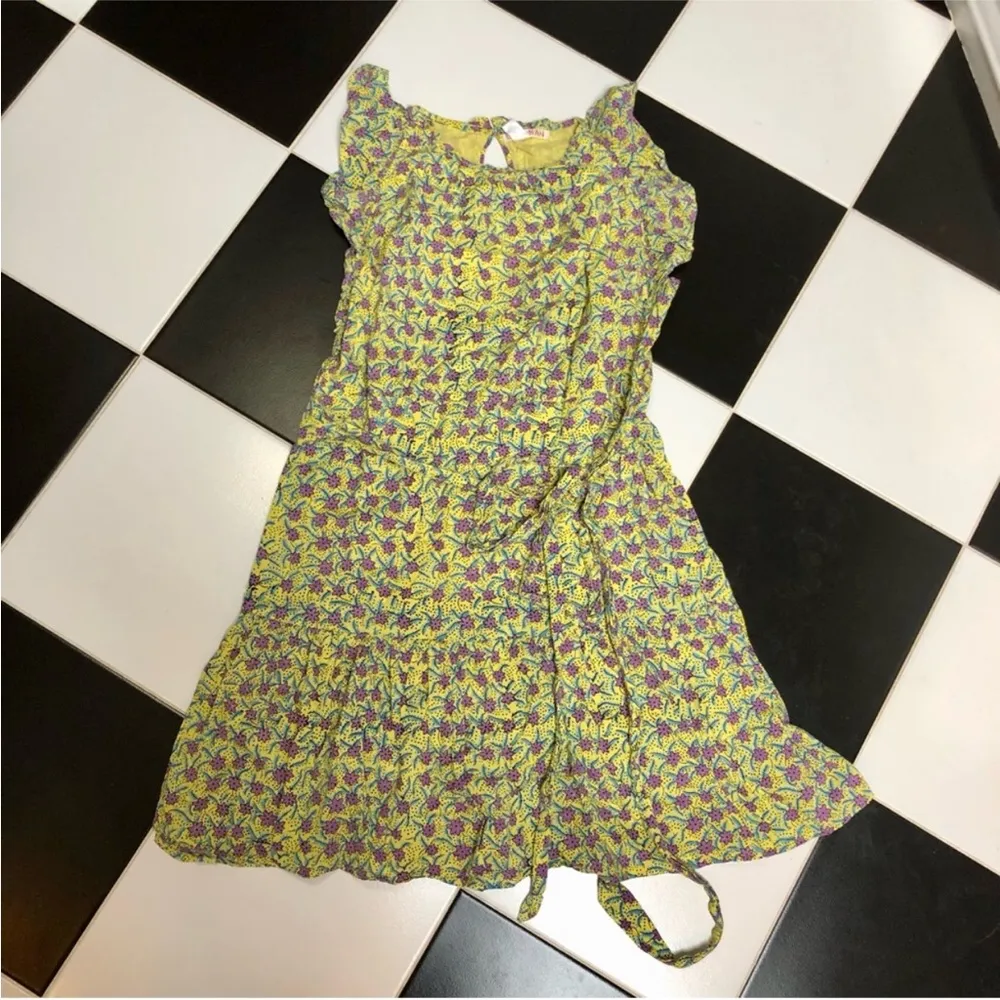 Banjanan Bulbul’s Sister Ruffle Mini Dress Yellow Floral Print Flutter Sleeve M - Image 5