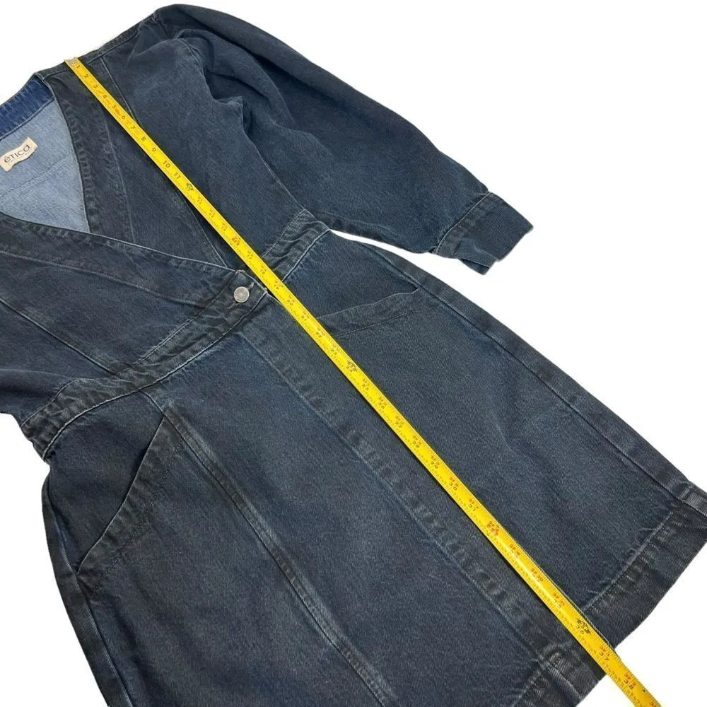 ETICA Mira Denim Wrap Dress in Black Lava Blue Size M - Image 13