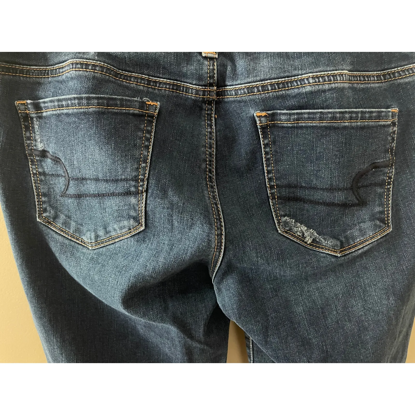 American Eagle Dark Wash Ripped Denim Skinny Jeans Jegging 12 - Image 5