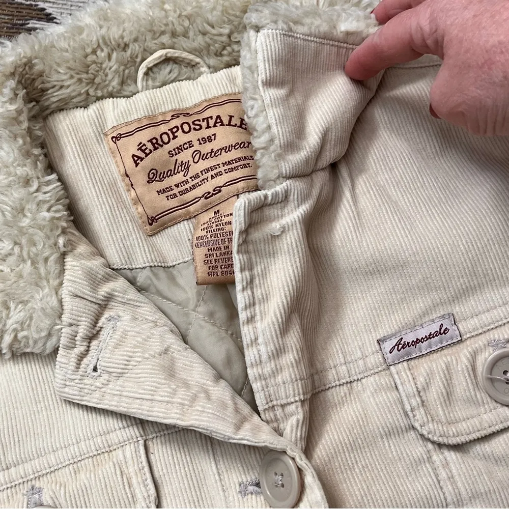 Vintage Aeropostale Corduroy Jacket Coat Faux Fur S Small M Medium - Image 7