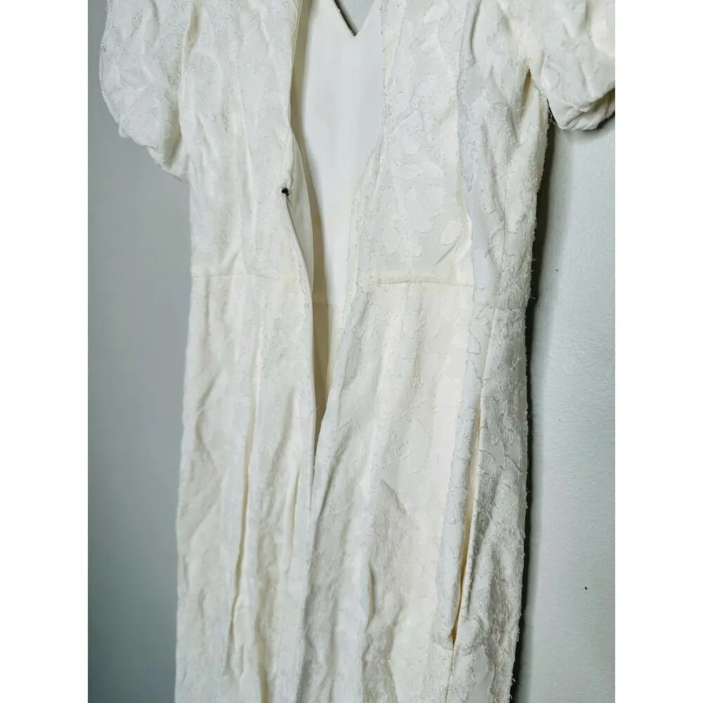 CLUB MONACO White Open Back V-Neck Textured Style Tie Back Jumpsuit Size 4 - Image 13