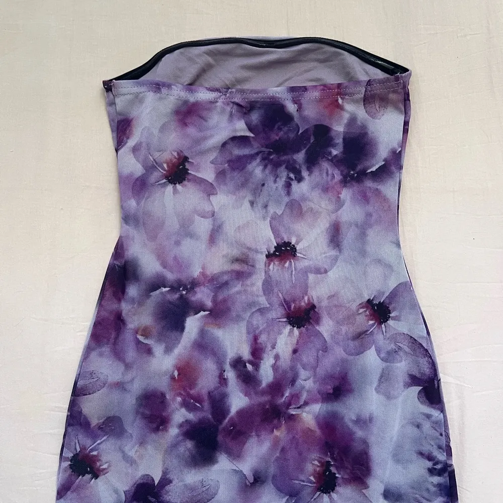 Urban Outfitters Purple Floral Maxi Slip Dress with Slit - Image 6