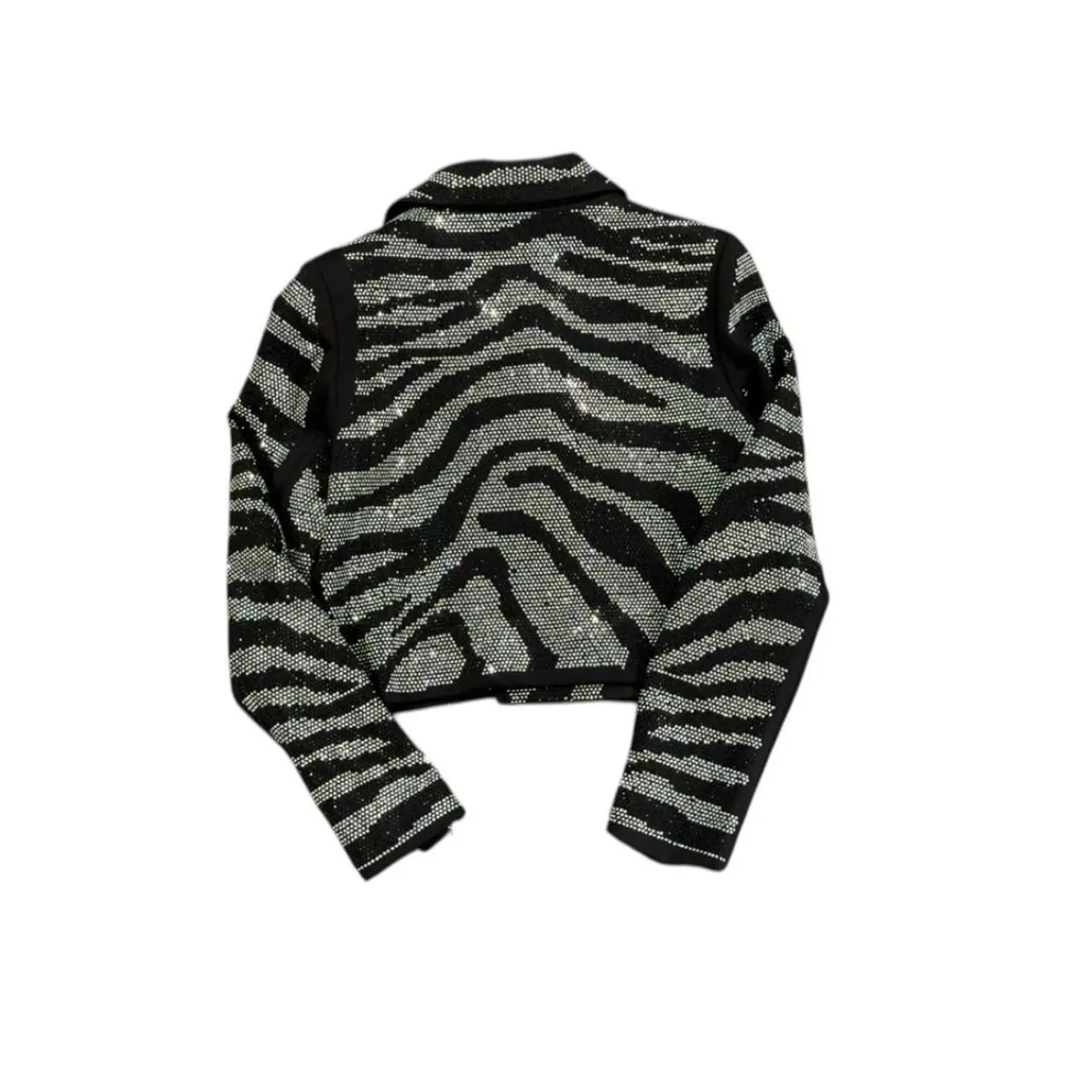 Dellore Black and silver zebra print sequin jacket - Image 3