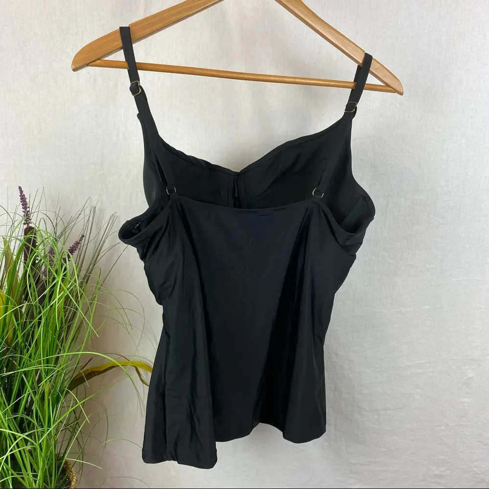 Island Escape Black Tankini Swim Bathing Suit Top 16 New - Image 3