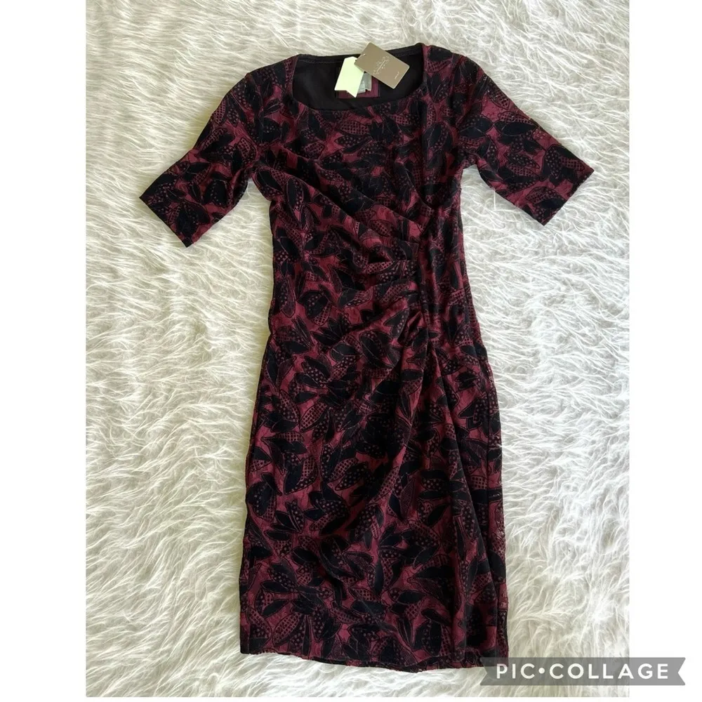 NWT Maeve Anthropologie Elorn Dress Ruched Lace Burgundy Black 2 Cocktail Party - Image 12