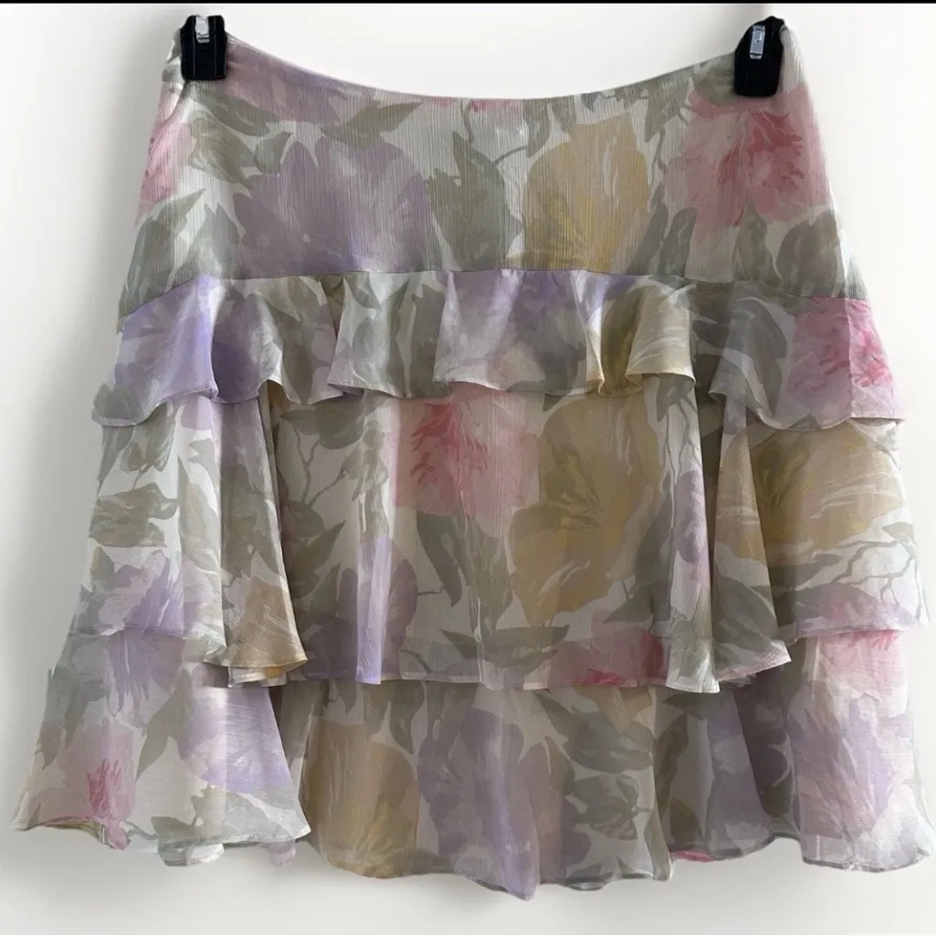LAUREN Ralph Lauren ,NWT $185, Floral Ruffle Trim Crinkle Georgette Skirt, Sz 12 - Image 10