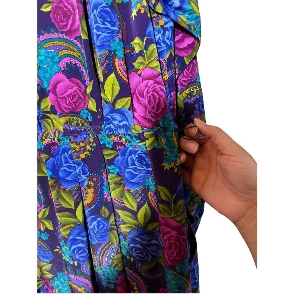 Vintage‎ Classics By Leslie Fay 80s Floral Paisley Print Dress Size 14 petite - Image 9