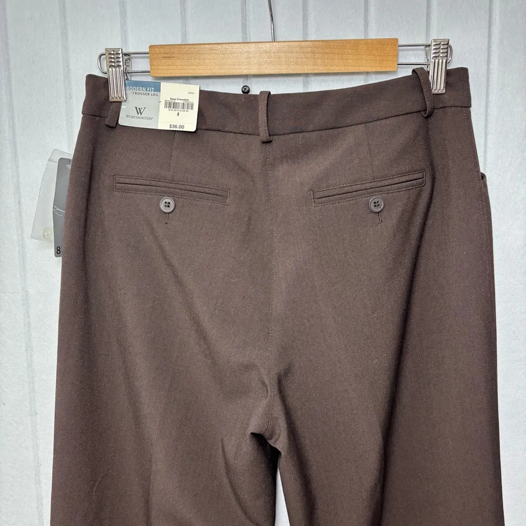 Worthington Dark Brown Deep Chocolate Wide Leg Dress Pants Career Workwear 8 - Image 5