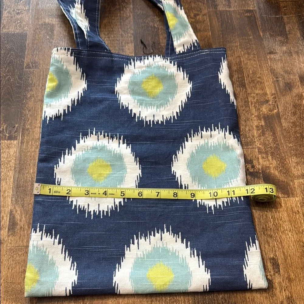 Ikat Pattern Cotton Twill Reversible Tote Bag Blue - Image 4