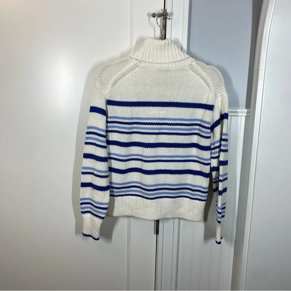 Madewell Ribbed Cotton Turtleneck‎ Sweater in Dawn Stripe Size XS fisherman fall - Image 6