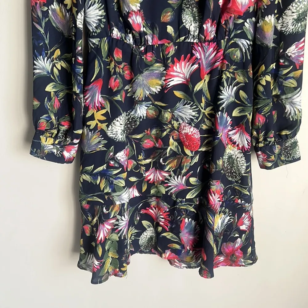 J. Crew Women's Flouncy Hem Dress Painted Floral Long Sleeve - Image 7