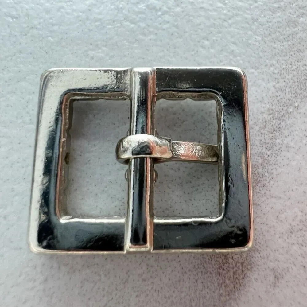 Silver Tone Rhinestone Simple Basic Small Belt Buckle - Image 3