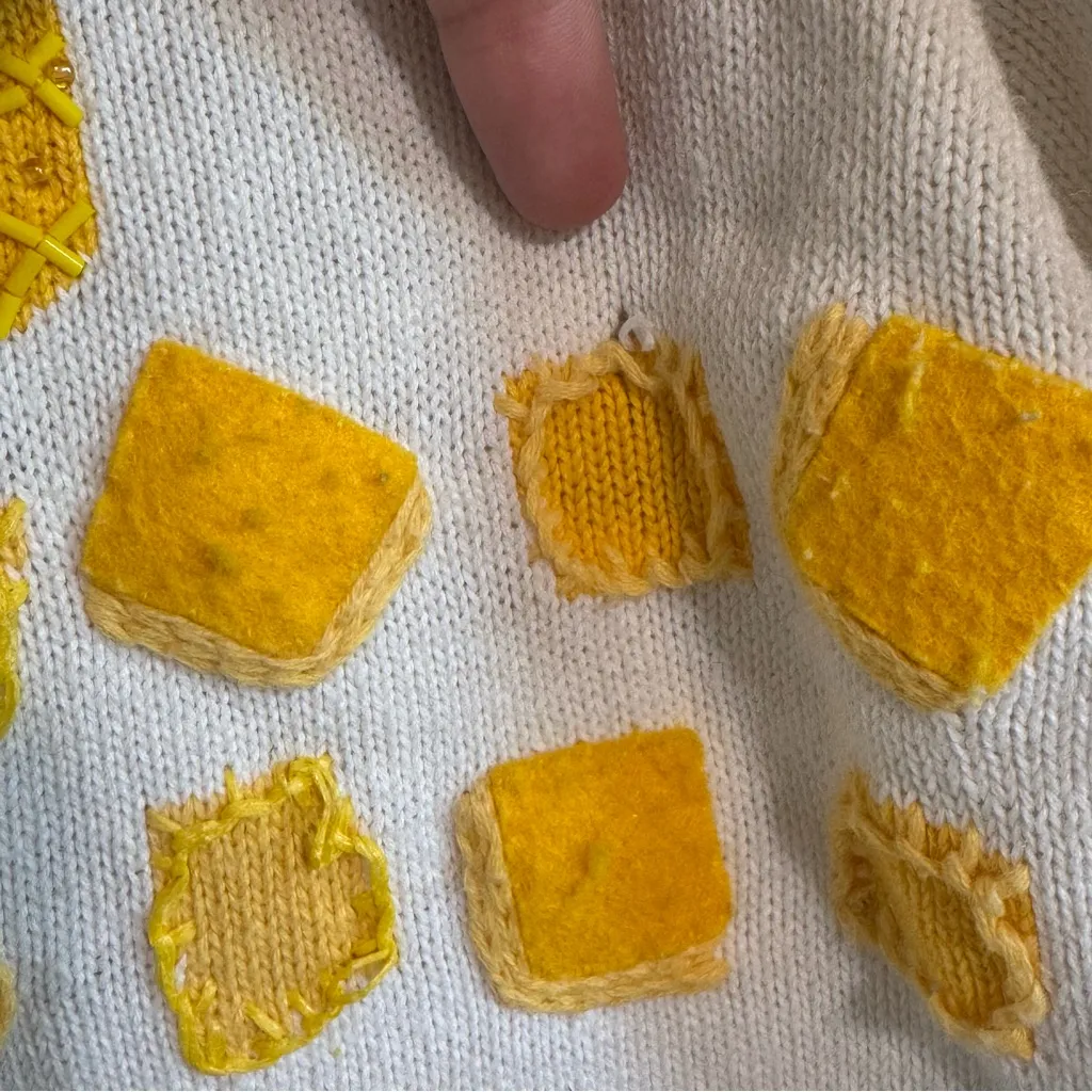 Michael Simon Fruit Appliqué knit Sweater Cardigan top colorful pineapple size M Yellow Size M - Image 10