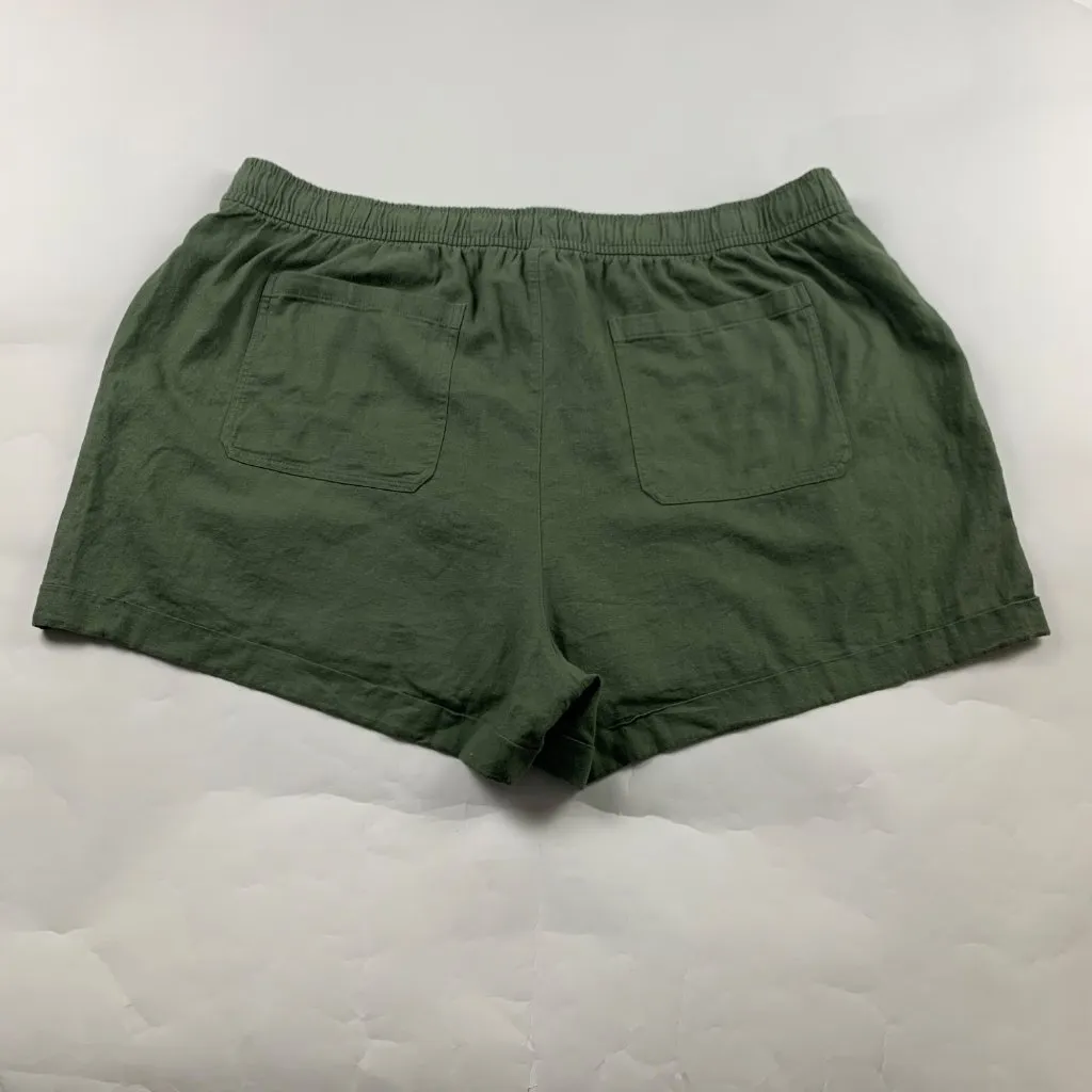 Old Navy Dark Olive Linen Blend High Rise Pull On Shorts 3X - Image 5