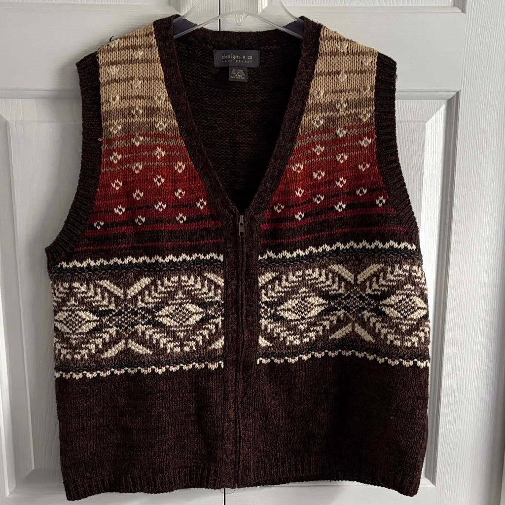 Lane Bryant Multicolor Knit Zip-Up Sweater Vest - Image 3