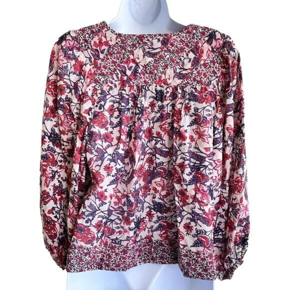 SAYLOR floral cotton blend long‎ sleeves blouse size S - Image 2