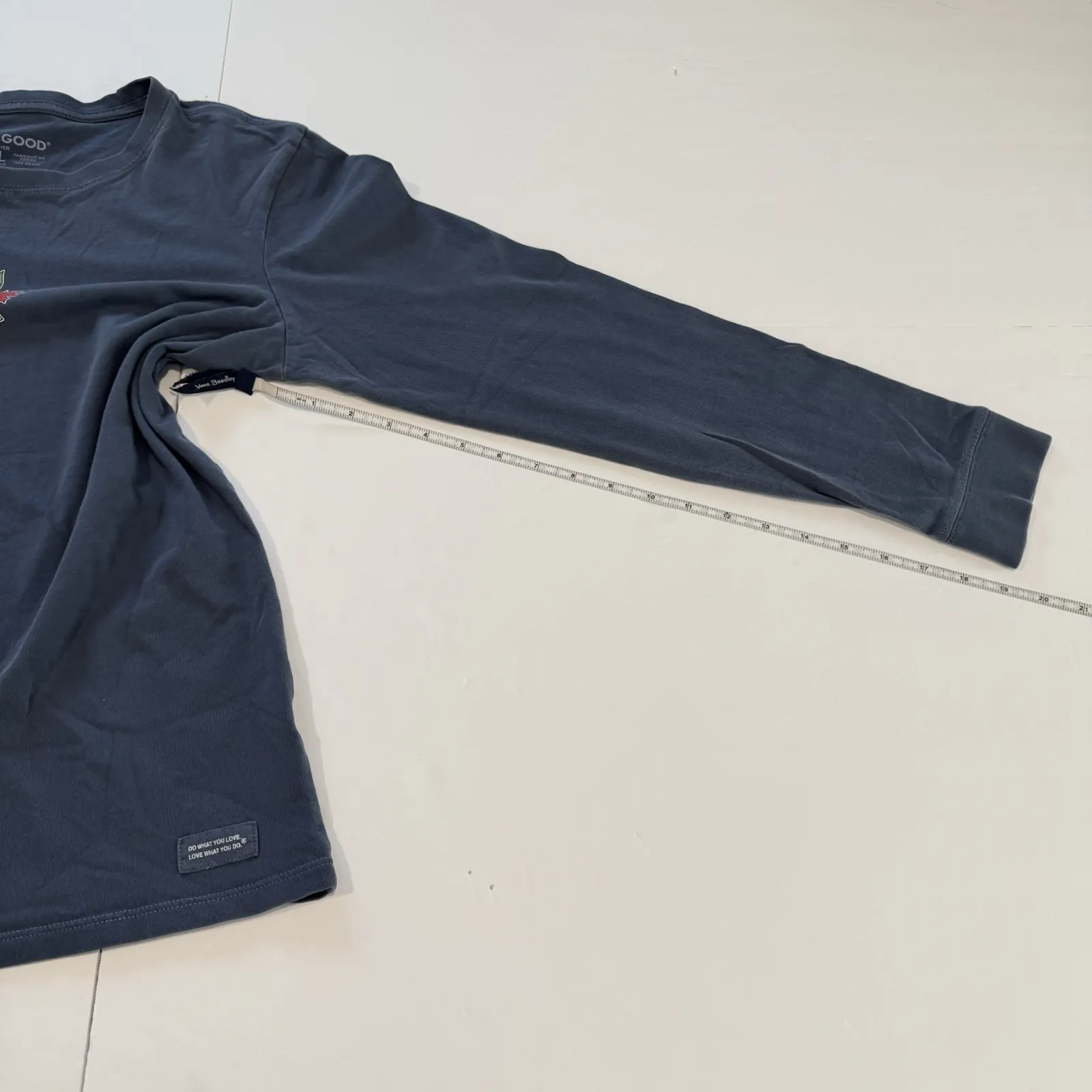 Life is Good Blue Autumn Fall Leaves Crew Neck L/S Crusher Tee Size XL - Image 8