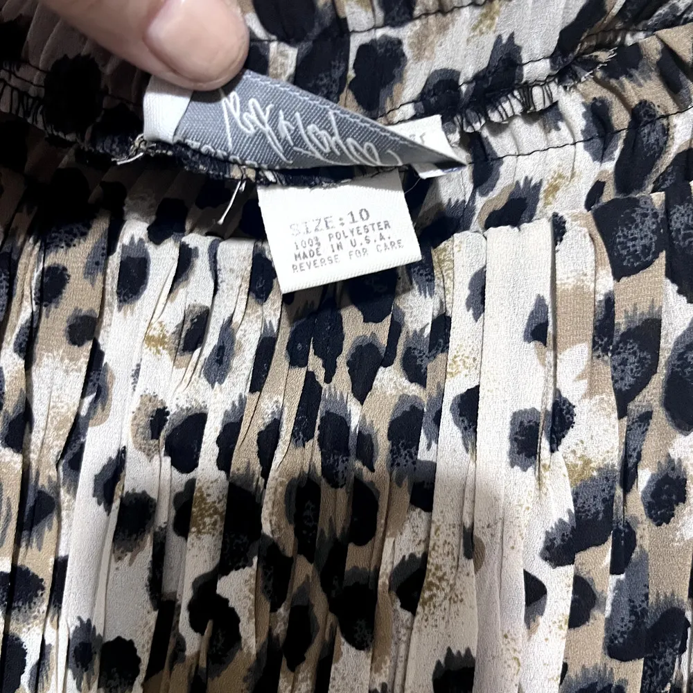 Lord & Taylor Vintage Leopard Print Skirt Long Midi pleated USA sz 10 Brown - Image 6