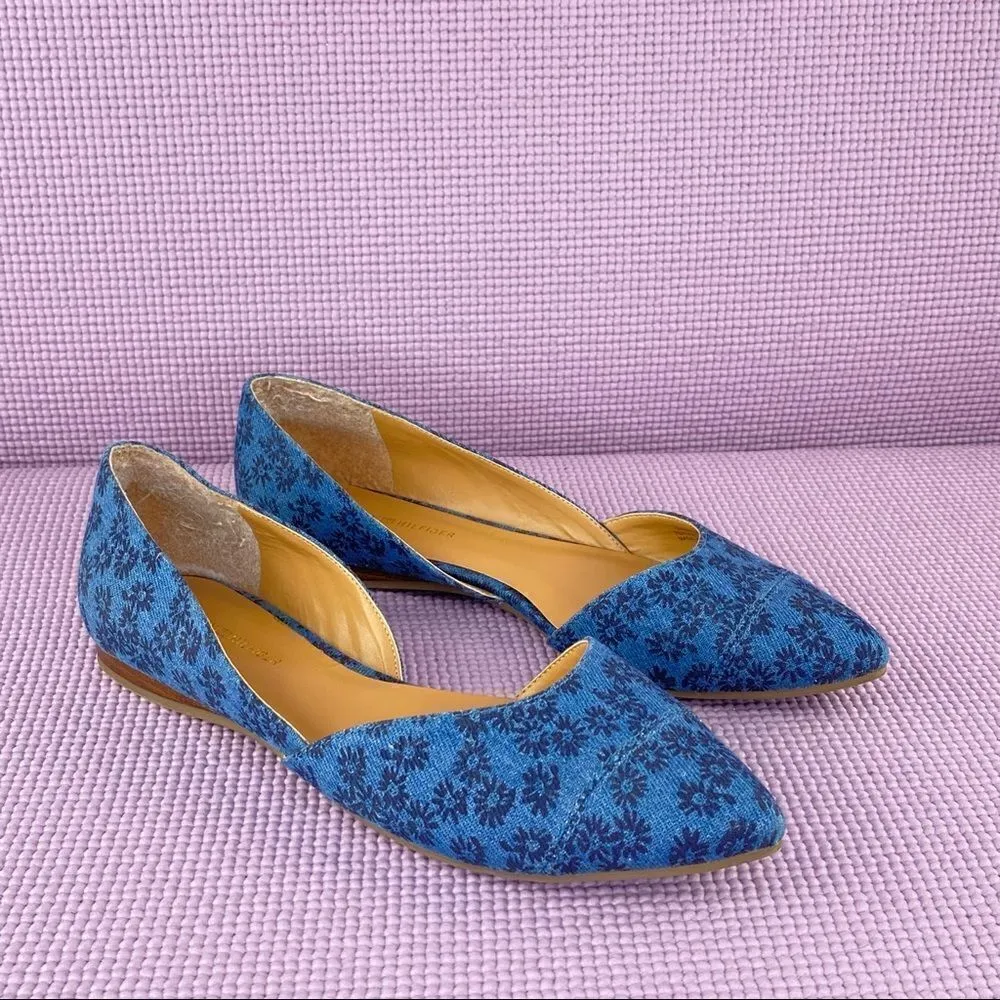 Tommy Hilfiger Naria 3 Floral Denim D’Orsay‎ Ballet Flats Blue 6 - Image 2