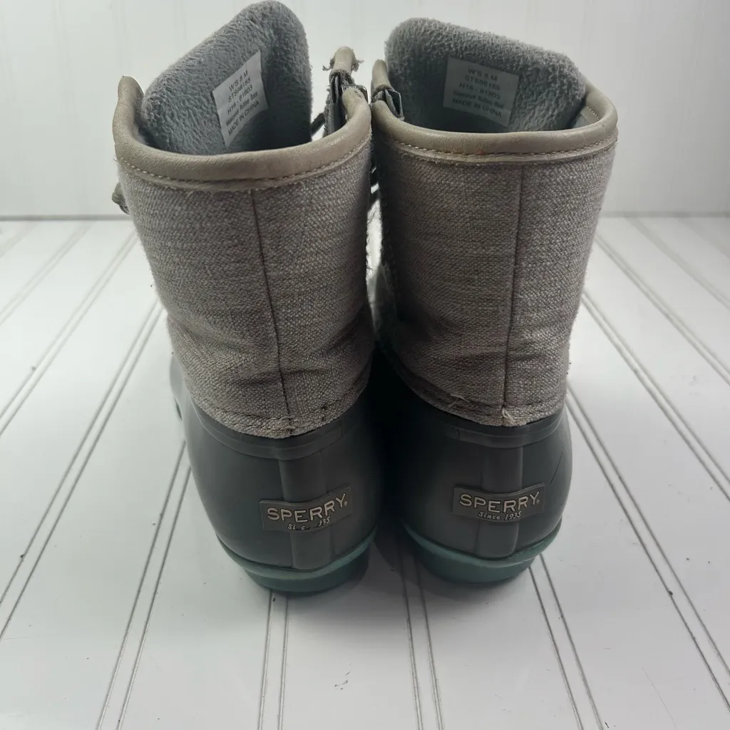 Sperry Women’s Size 8M Duck Boots Gray Waterproof Lace Up Ankle Rain Snow Boots - Image 6
