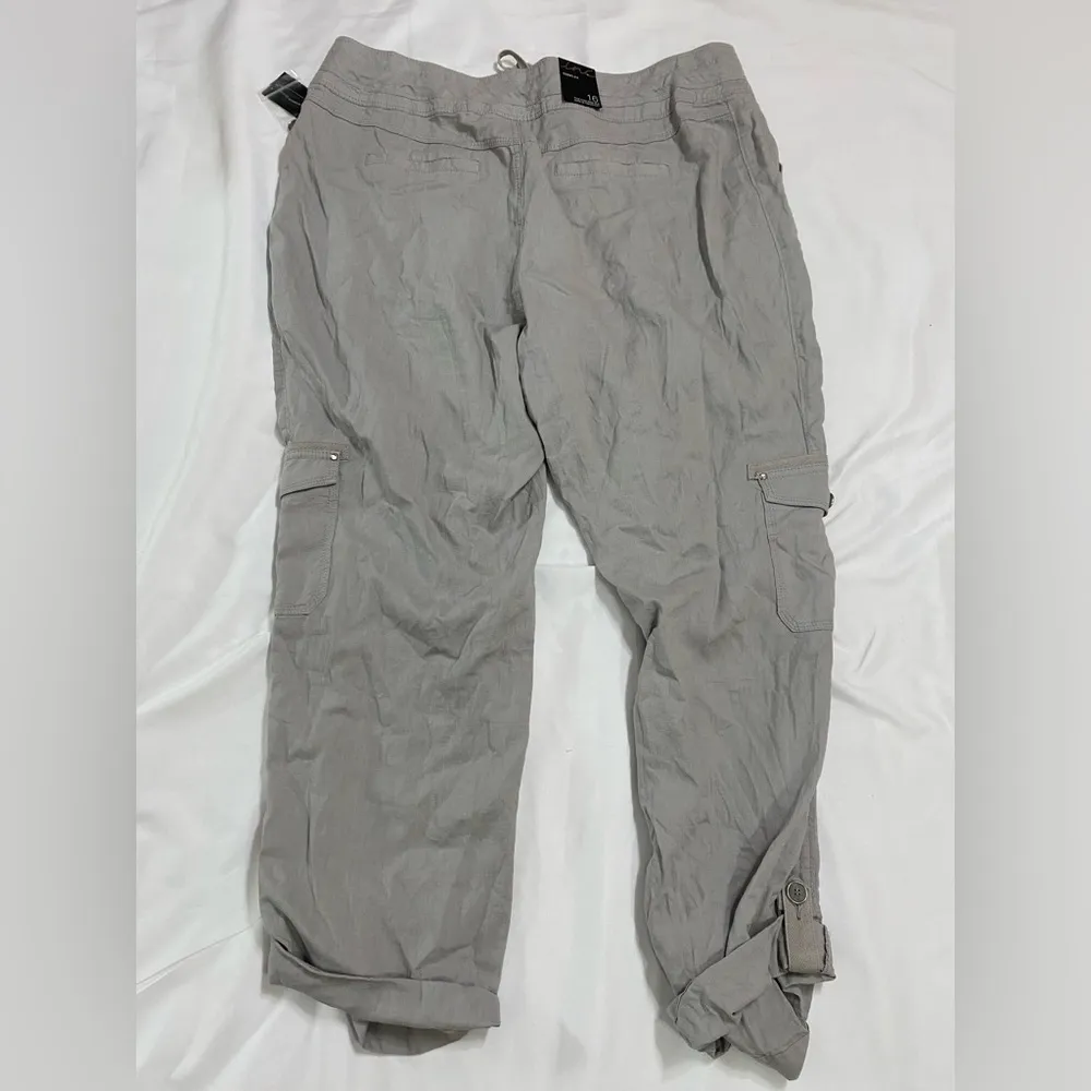 Oceans Tale linen blend roll tab cargo Capri pants Size 16 - Image 5