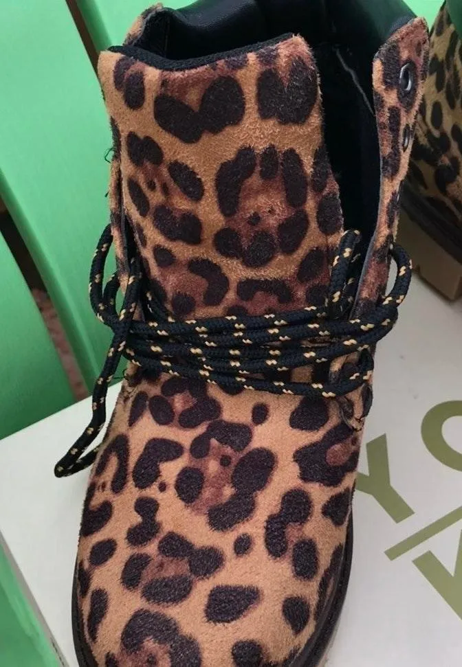 New  Leopard Smooth Combat Boots - Image 4